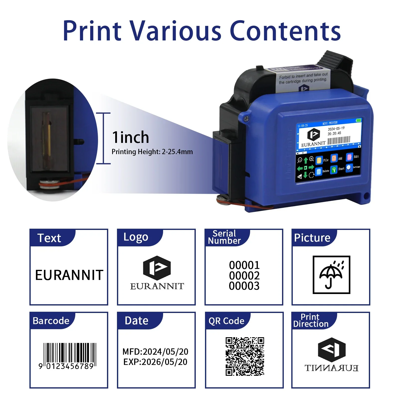 EURANNIT E11 25.4mm/1 inch Por - огляд і ціна Industrial Laser Printing Machine